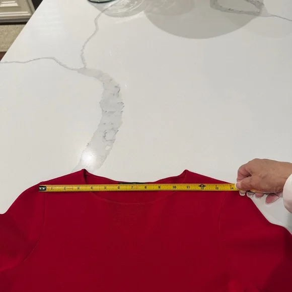 Carolina Herrera Cherry Red Pleated-Cuff Long Sleeve Top - Picture 4 of 8